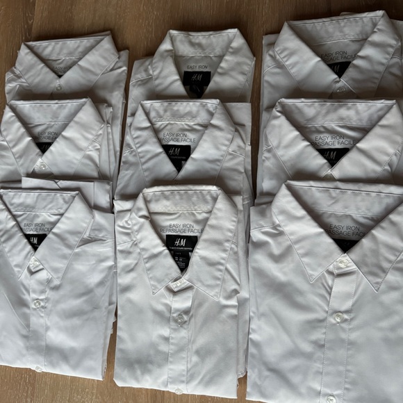 Set of 9 - H&M Easy Iron Men’s Shirt - White - Small - Picture 3 of 5